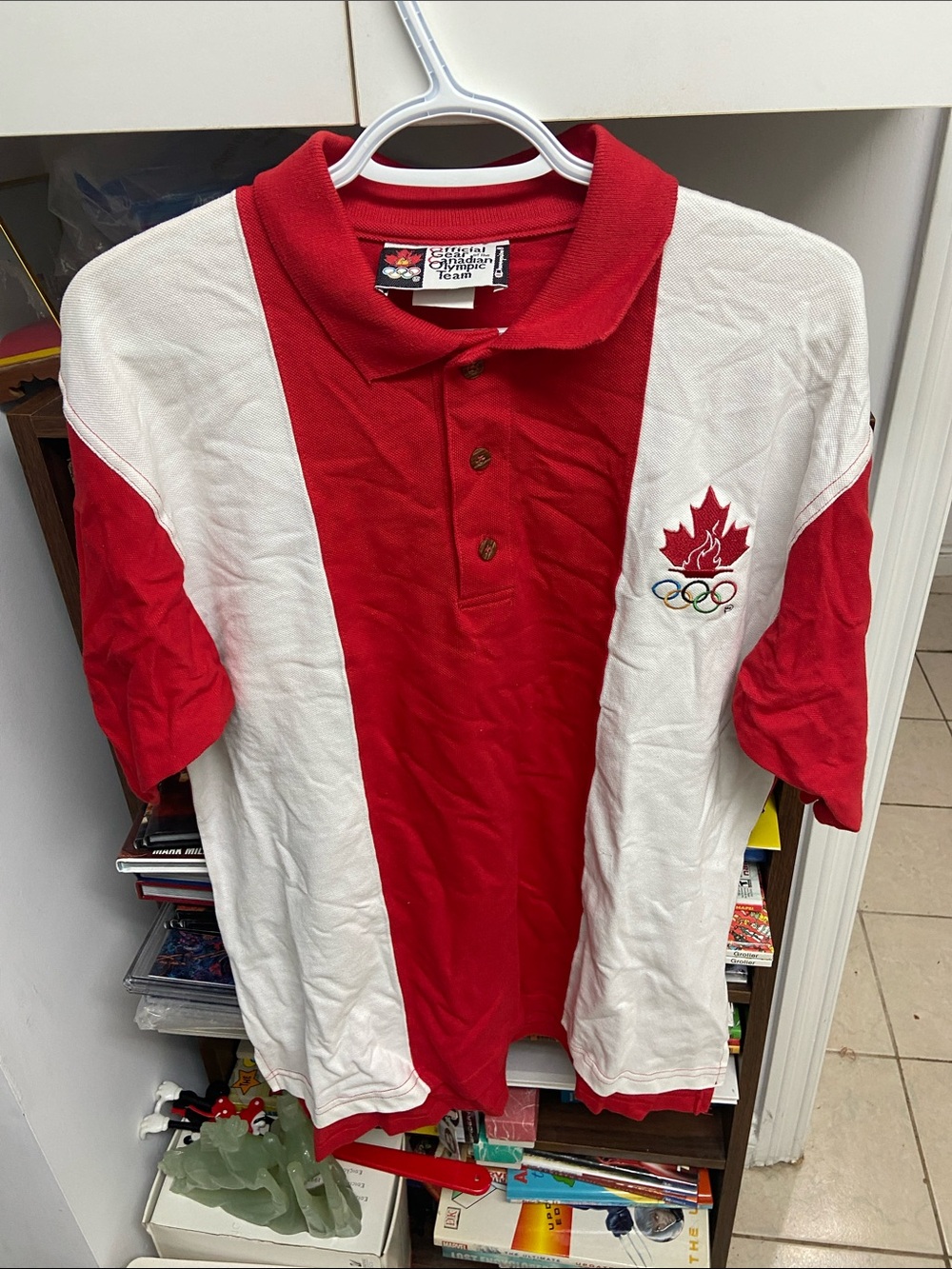 VTG Champion 1996 Atlanta Olympics Team Canada Red and White Polo Shirt
